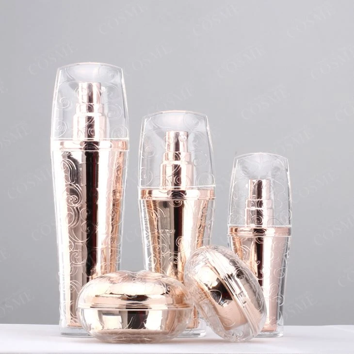 gold cosmetic jar and bottle 